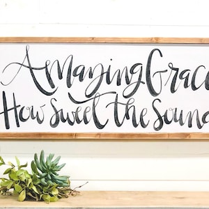 Amazing Grace How Sweet The Sound Sign, Old Hymn Wall Art, Christian Gift, Amazing Grace Lyrics Wall Decor, Christian Wall Art, Spiritual