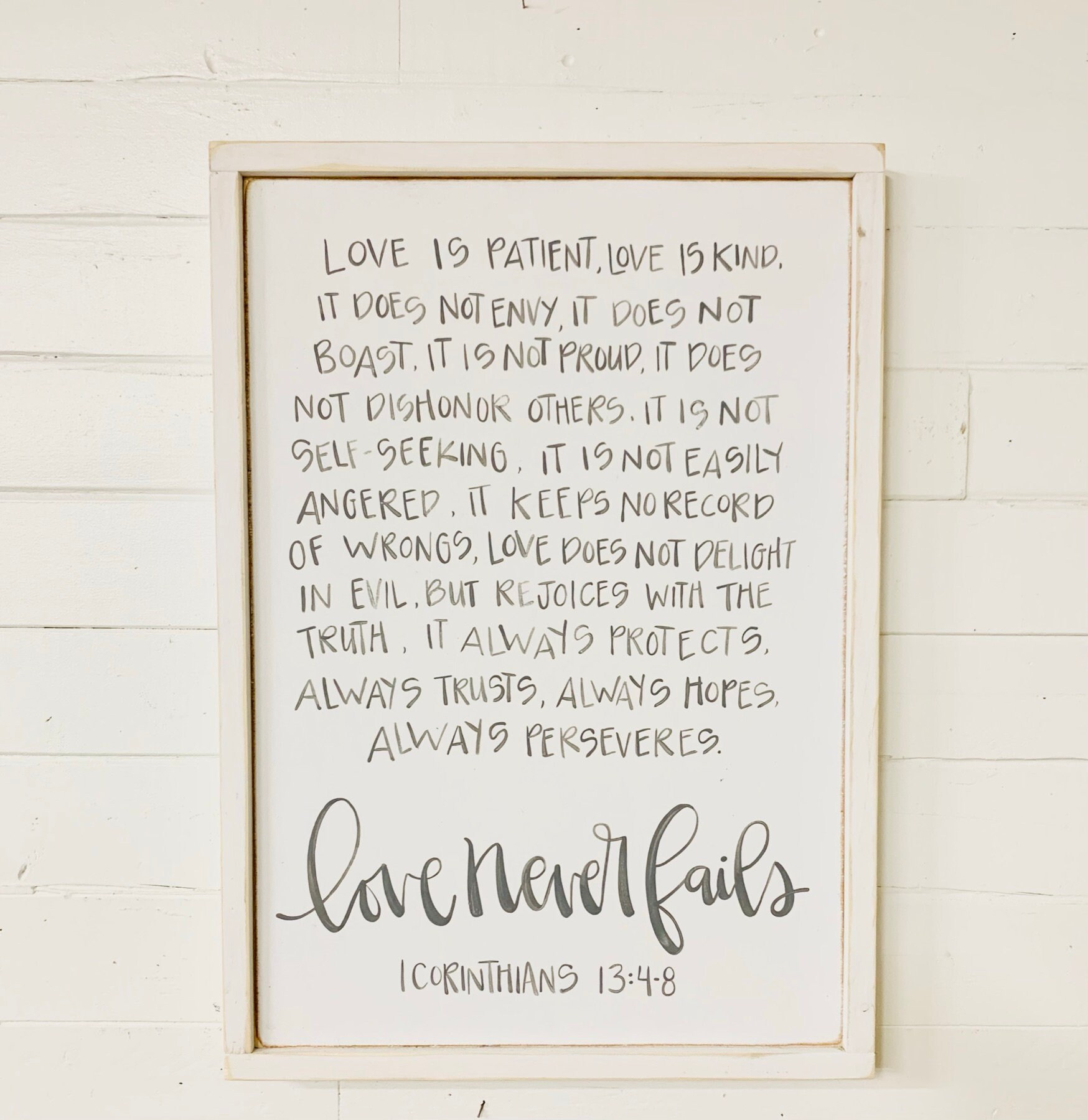 Love Never Fails 1 Corinthians 13 4 8 Wood Sign Farmhouse | Etsy