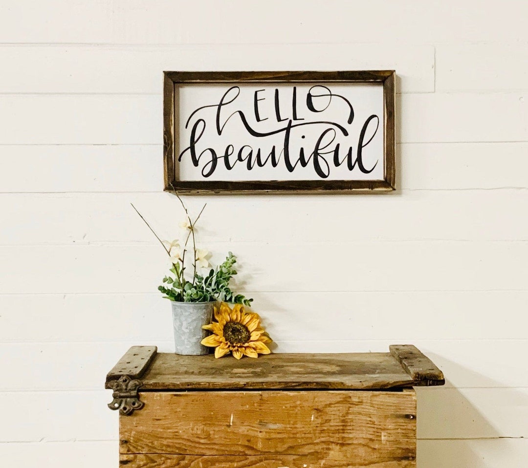 Hello Beautiful Sign With Fram, Girls Bedroom Wall Decor, Master ...