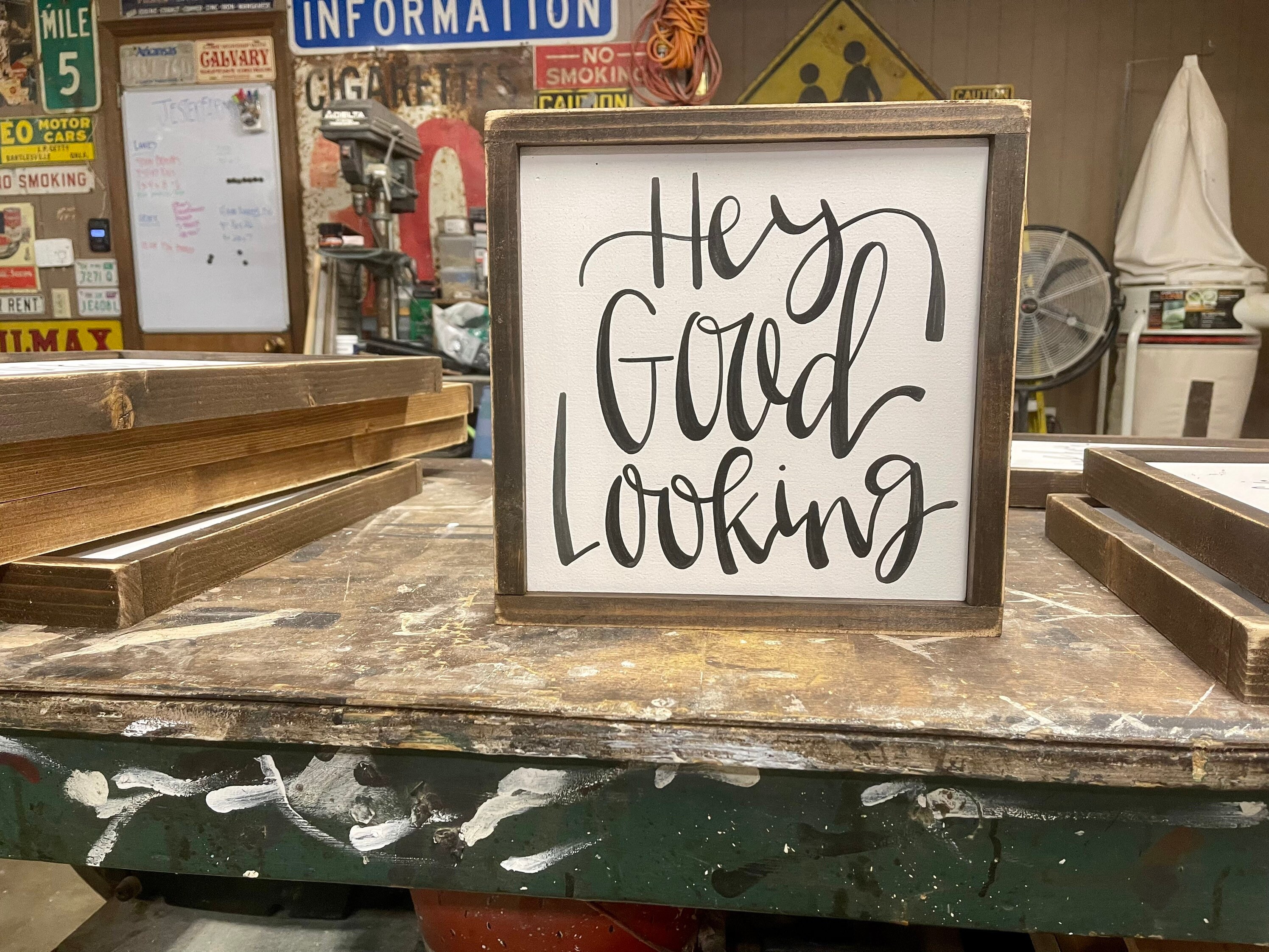 Sign Looking Good Hey Good Looking Wood Sign Mens Bathroom Sign Hey Good - Etsy
