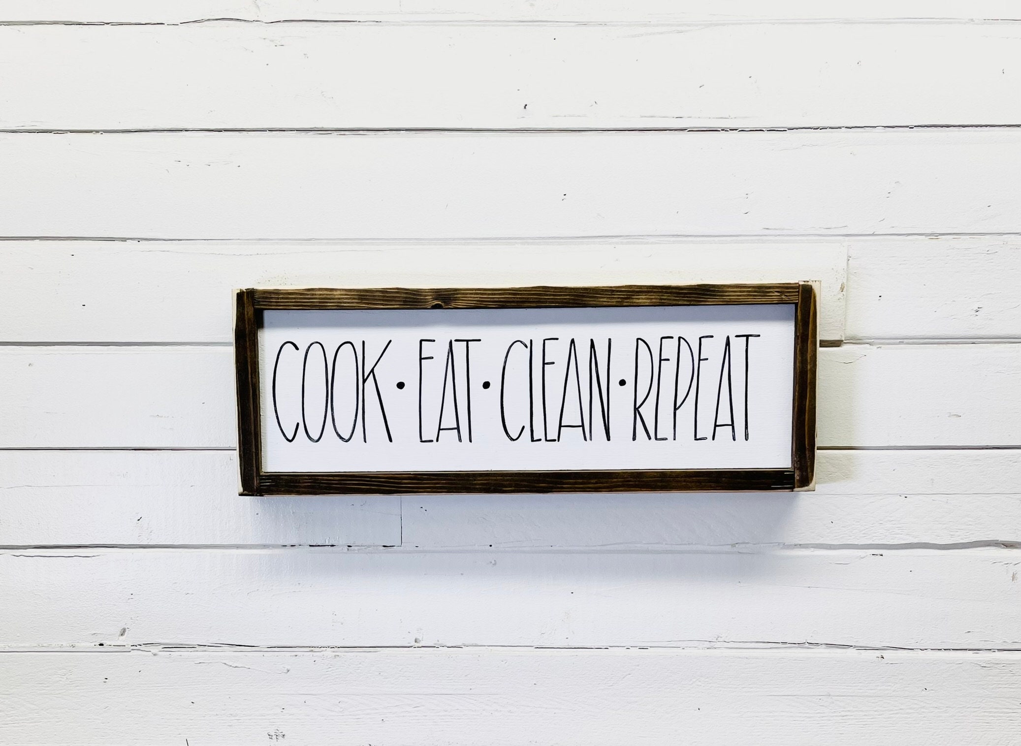 Cook Eat Clean Repeat Wood Sign: Farmhouse Kitchen Wall Decor, Free ...