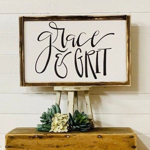 Grace And Grit Wood Sign For Girls Room Decor, Her Baptism Gift For Sweet 16, Christian wall art, Farmhouse Decor, Girl Nursery Wall Art