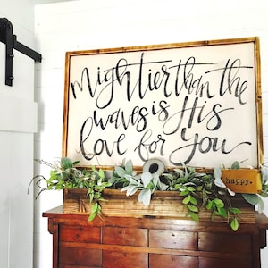 Mightier Than The Waves Is His Love For You Psalm 93 4 Wood Sign, Scripture Wall Art, Over Crib The Sign, Baby Shower Gift, Nursery Decor