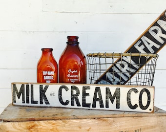 Customized Wood Signs For Farmhouse Kitchen, Personalized Rustic Sign, Dairy Farm Milk And Cream Co Fresh Cut Flowers Fried Green Tomatoes