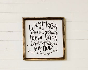 WayMaker MIricle Worker Promise Keeper Sign, Christian Gift, Rustic Waymaker Song Lyrics Sign, Housewarming gift, Modern Farmhouse Decor