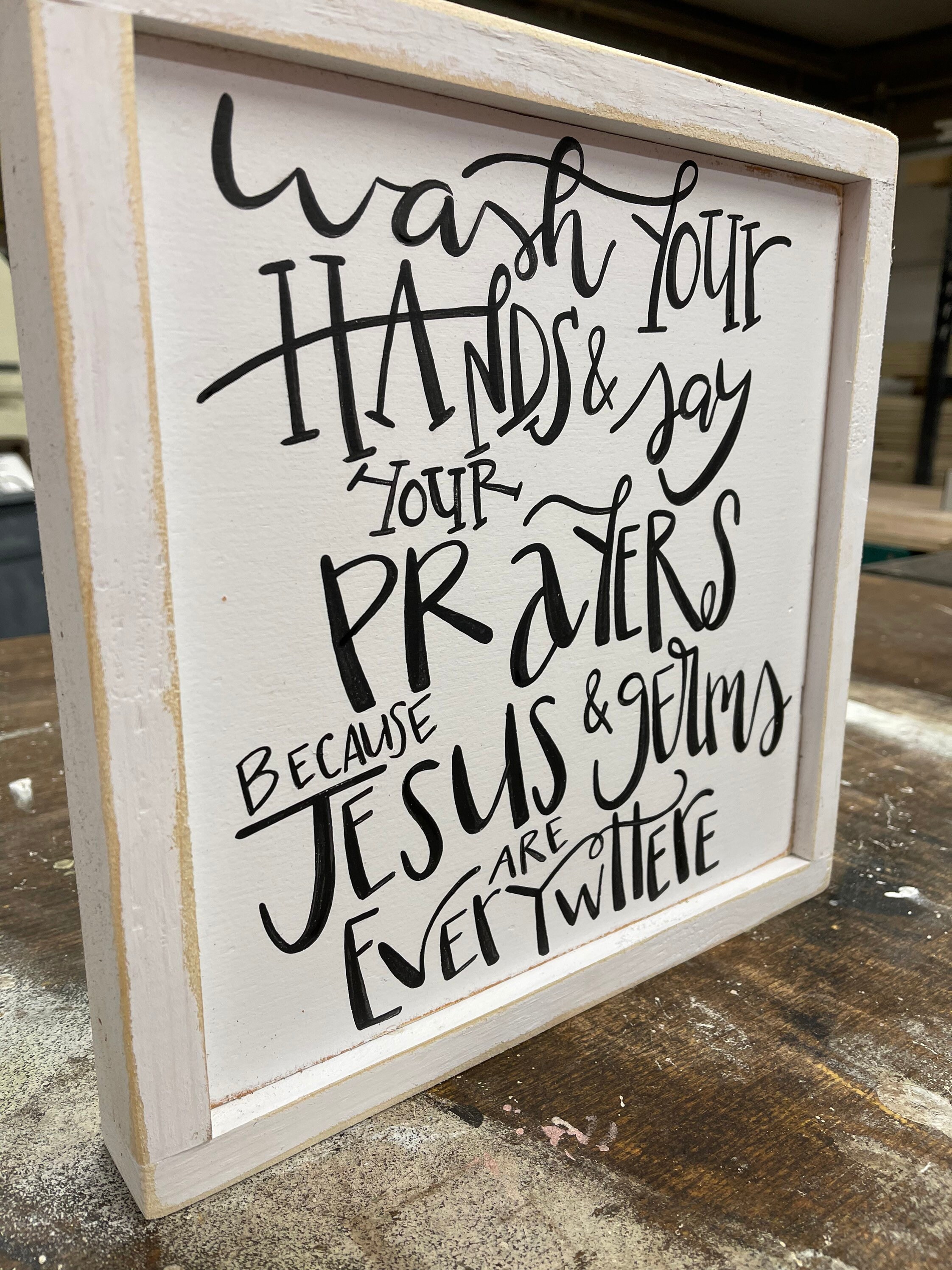 Wash Your Hands Jesus Wood Sign: Funny Kids Bathroom Decor ...