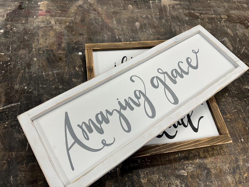 Amazing Grace Hymn Lyric Sign With Frame, Christian Wall Art for Living