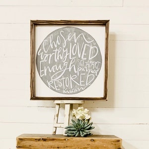 Chosen Worthy Loved Romans 5 8 Scripture Wood Sign, Christian Gift, Inspirational Girl Baptism Gift, Christian Wall Decor, Bible Verse Art