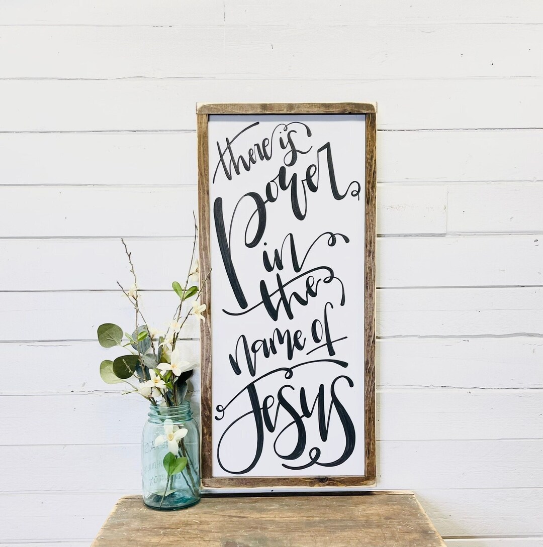 There is Power in the Name of Jesus Wood Sign - Christian Hymn Wall Art ...
