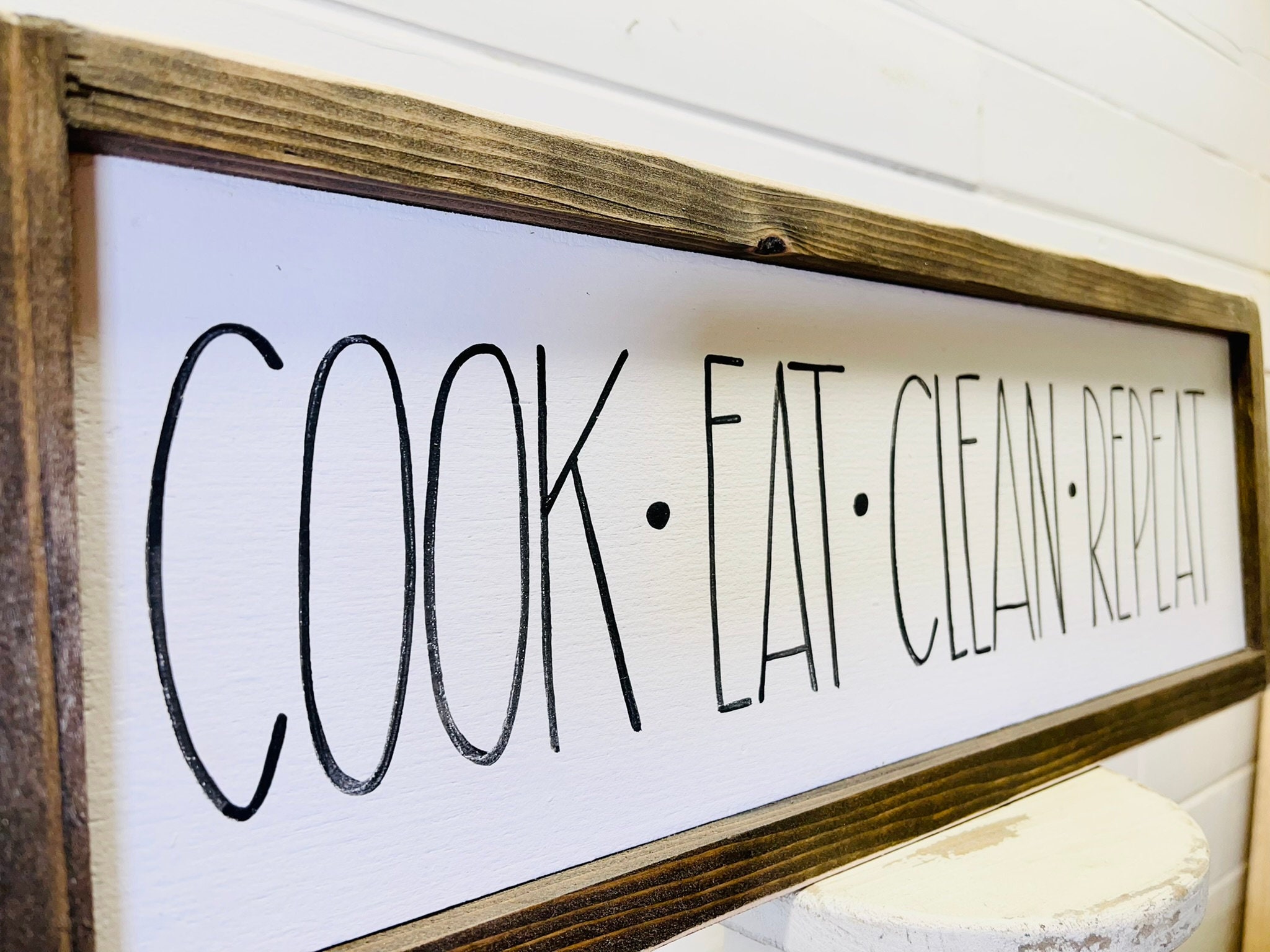 Cook Eat Clean Repeat Wood Sign: Farmhouse Kitchen Wall Decor, Free ...