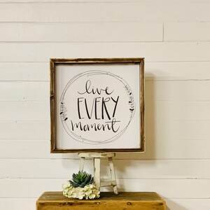 Plaque Murale En Bois Décorative 'Love Each Moment' - Rouge, Blanc, Or