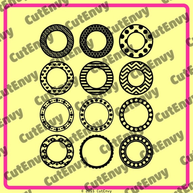 Download Circle SVG Cut Files Monogram Frames EPS DXF Vector Clip Art | Etsy