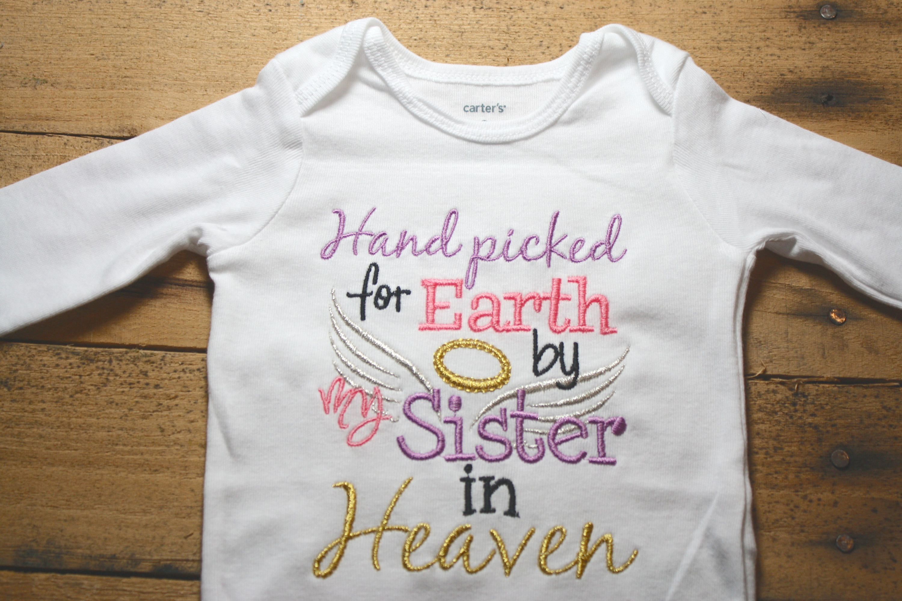 Embroidered Bodysuit Handpicked for Earth by my Sister in Heaven Hand…