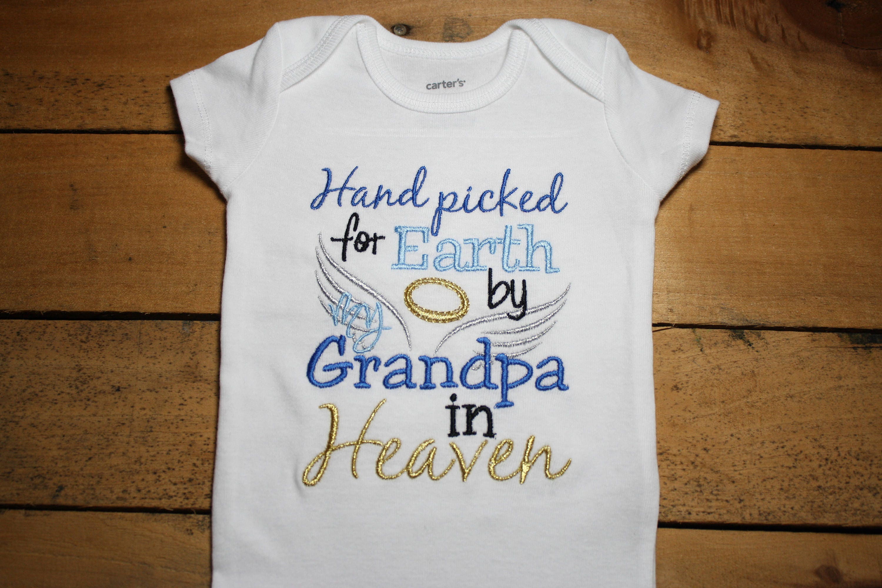 Embroidered Bodysuit Handpicked for Earth by my Grandpa in Heaven Bab…