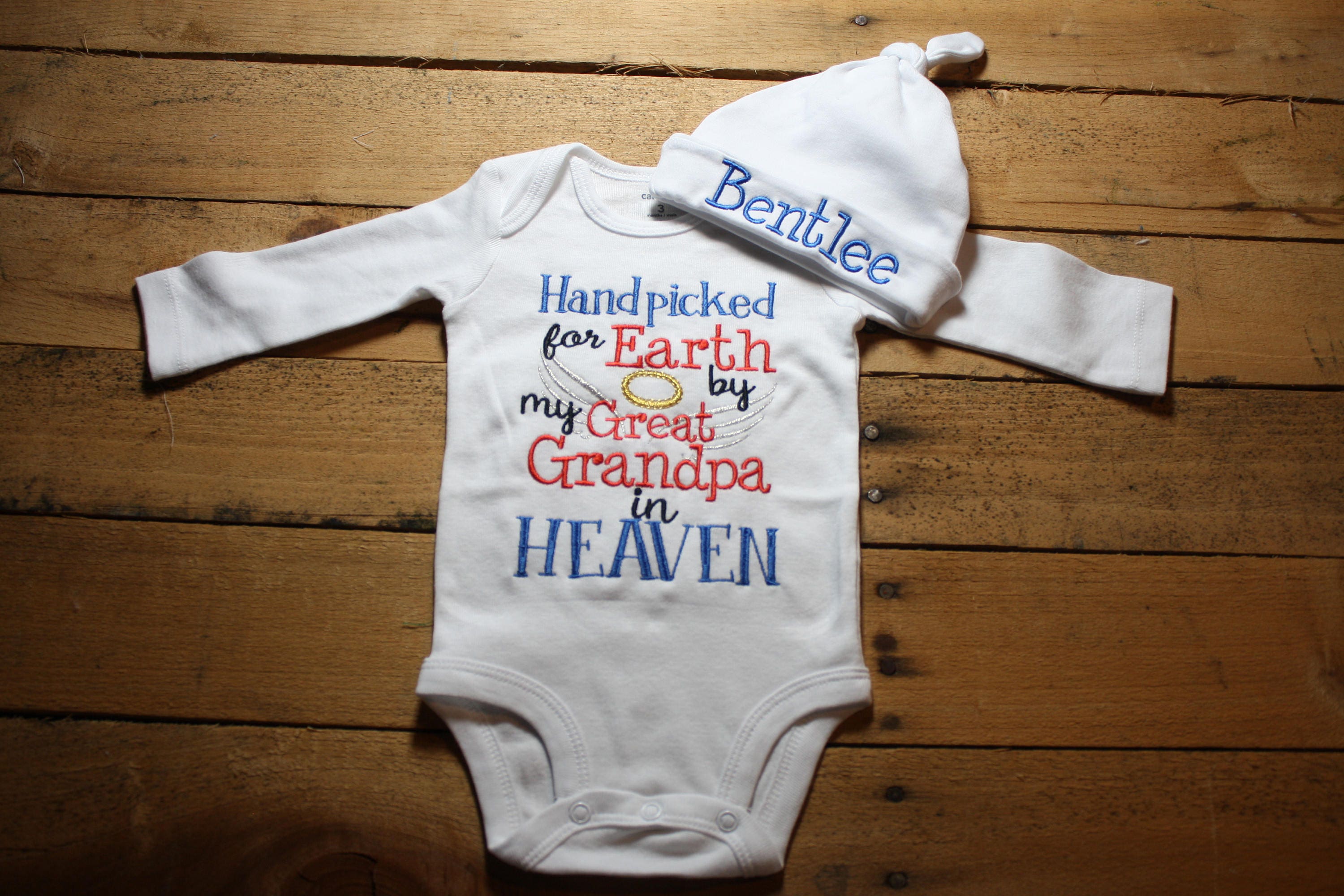 Embroidered Bodysuit Handpicked for Earth by my Great Grandpa in Heav…