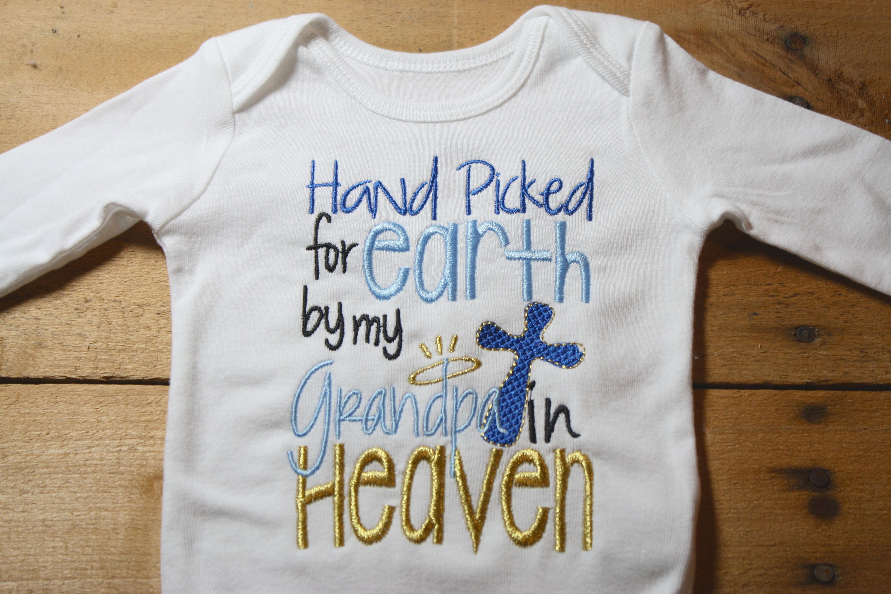 Embroidered Bodysuit Handpicked for Earth by my Grandpa in Heaven Bab…