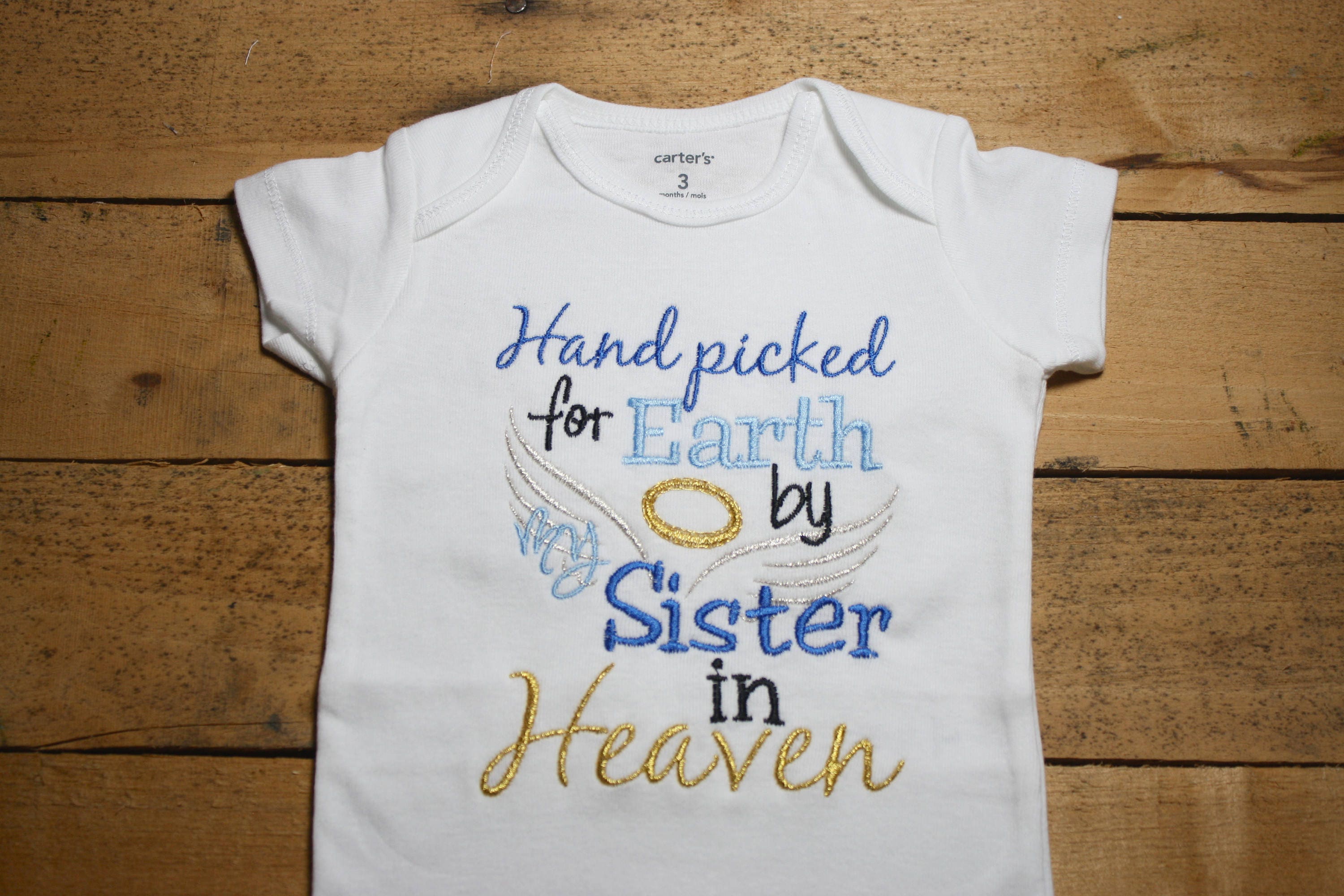 Embroidered Bodysuit Handpicked for Earth by my Sister in Heaven Hand…