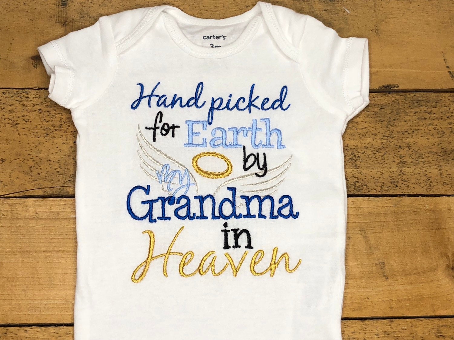 Embroidered Bodysuit Handpicked for Earth by my Grandma in Heaven Han…