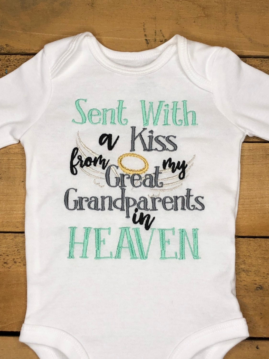 Embroidered Bodysuit Sent With Kiss from my Great Grandparents in Hea…