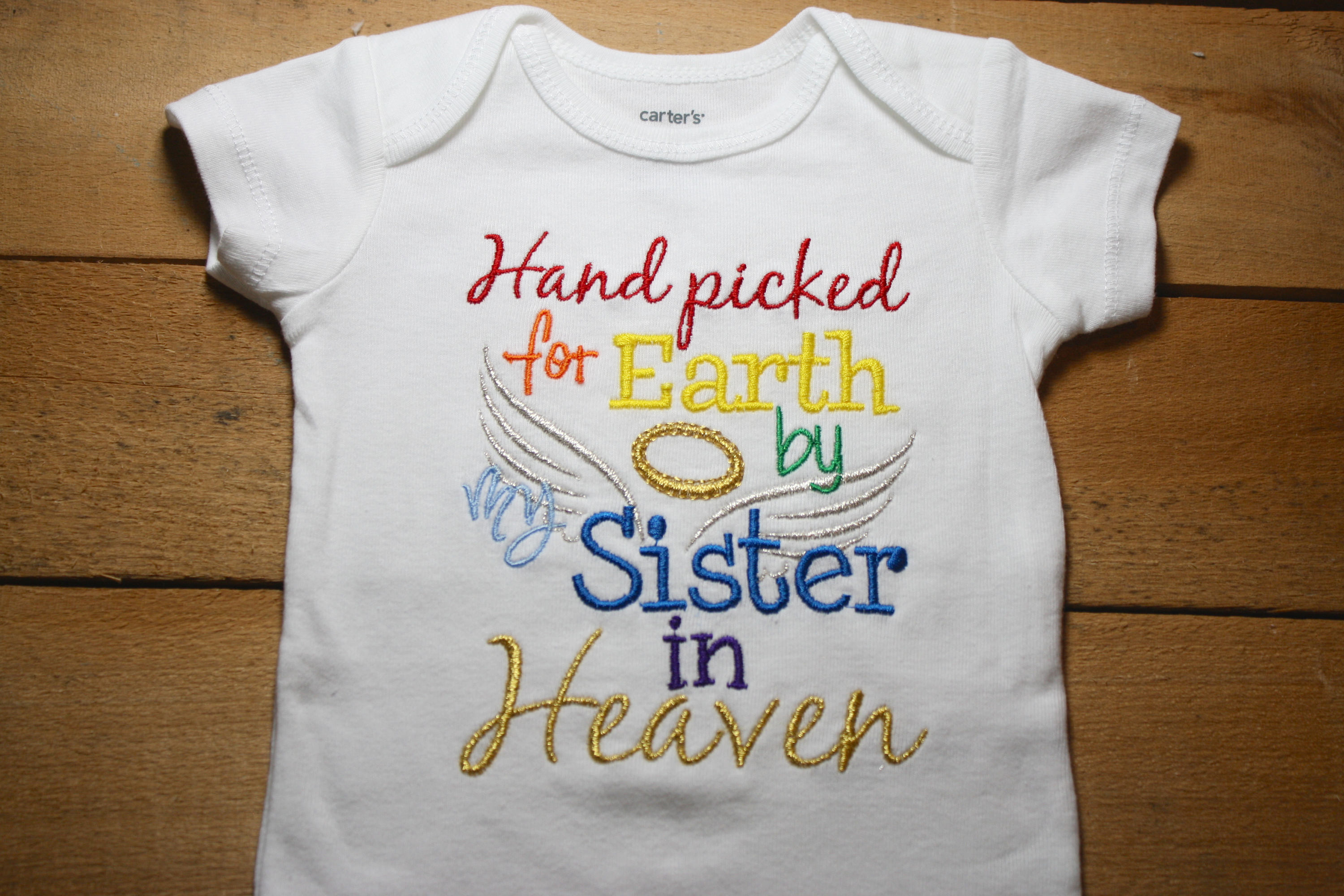 Embroidered Bodysuit Handpicked for Earth by my Sister in Heaven Hand…
