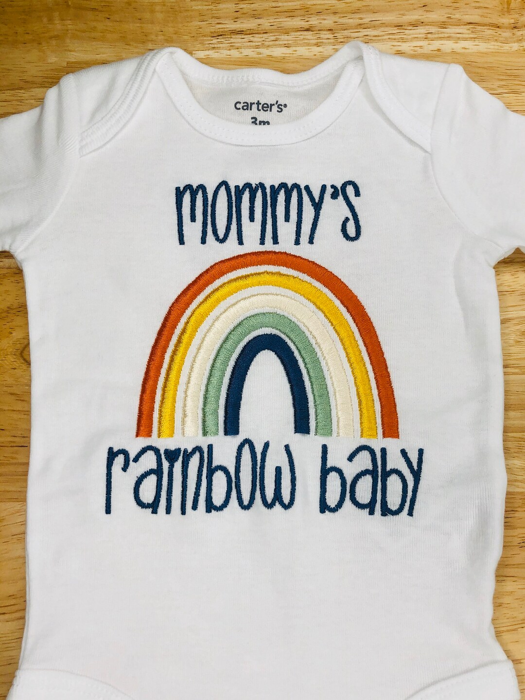 Mommys Rainbow Baby Embroidered Bodysuit With There is a Rainbow of ...