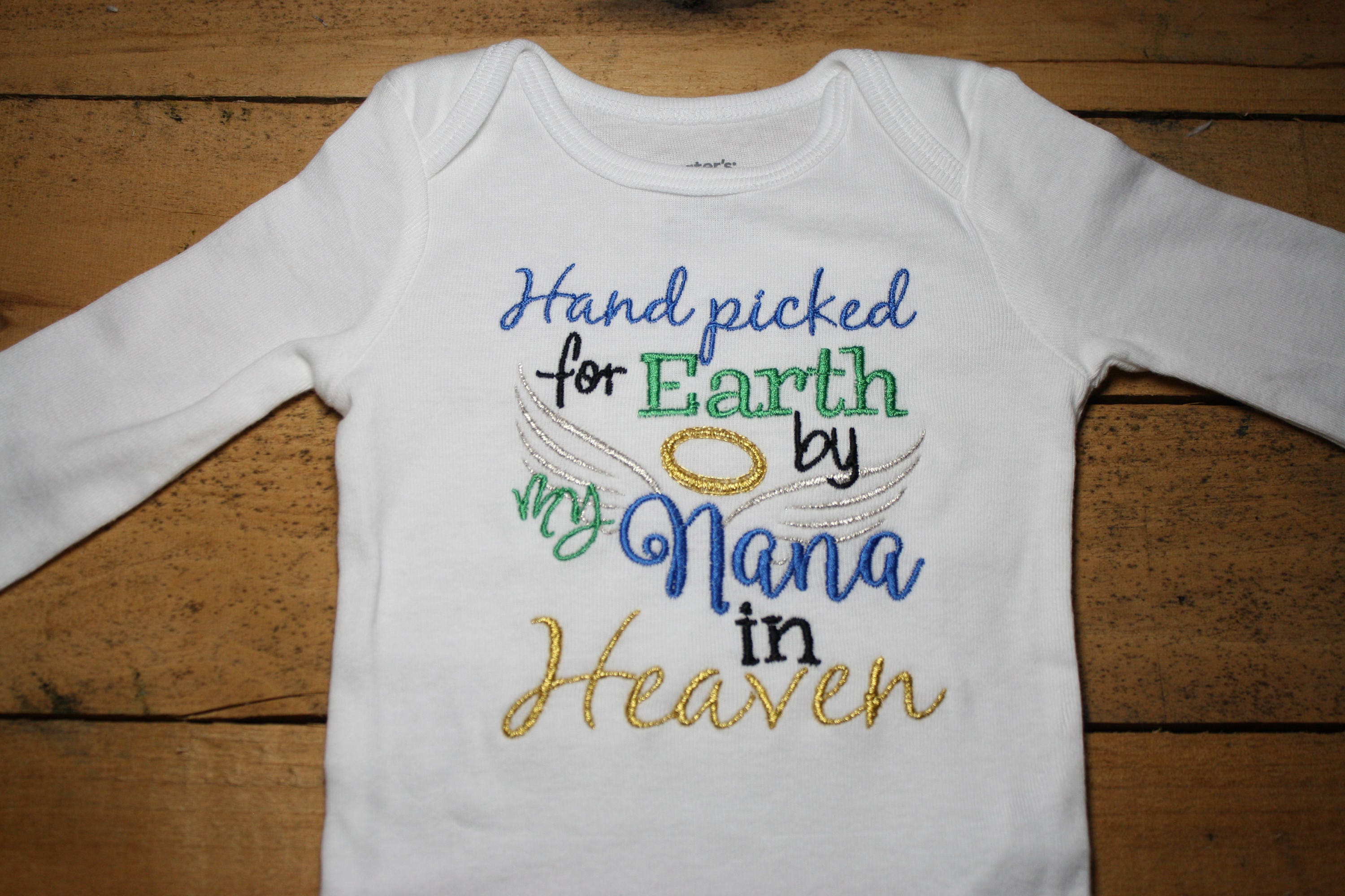 Embroidered Bodysuit Handpicked for Earth by my Nana in Heaven Baby S…