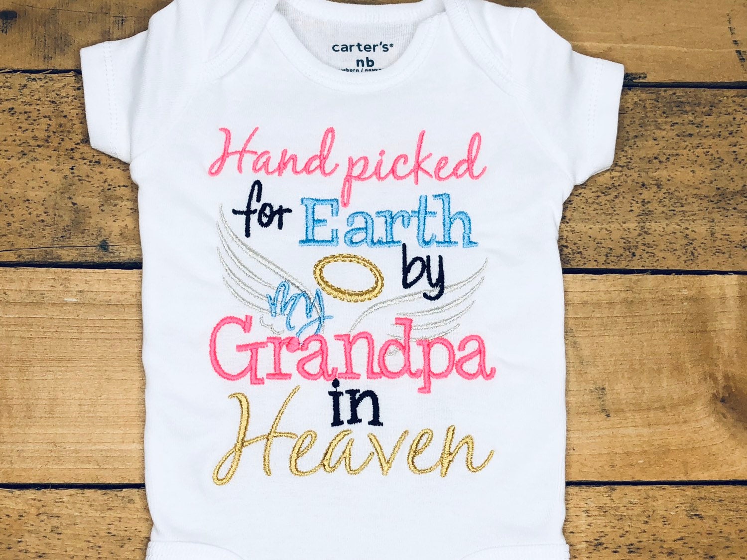 Embroidered Bodysuit Handpicked for Earth by my Grandpa in Heaven Bab…