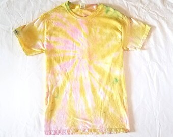 Small Pink Lemonade Tie Dye Spiral Unisex Shirt | bright summer pink yellow swirl music festival mens womens gift apparel pastel hippie boho