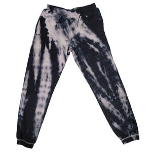 Kinder Tie Dye Jogginghose Größe XL 14/16, Pastell Rosa und Schwarz Design, Handgefärbt | Handgemachte Jungen Mädchen Unisex Geschenk Hippie Boho spielen Jogger