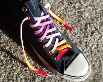 Lesbian Pride Flag Tie Dye Cotton Shoelaces | Choice of Length and Style