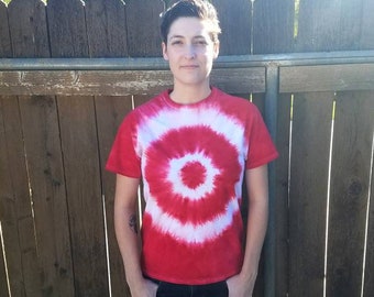 Red and White Target Bullseye Unisex Tie Dye Shirt | Sizes Adult S-6XL Available