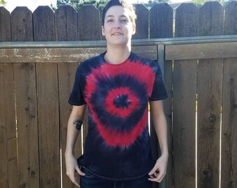 Red and Black Target Bullseye Unisex Tie Dye Shirt | Sizes Adult S-6XL Available