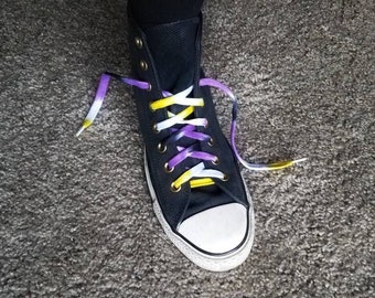 Nonbinary Pride Flag Tie Dye Cotton Shoelaces | Choice of Length and Style