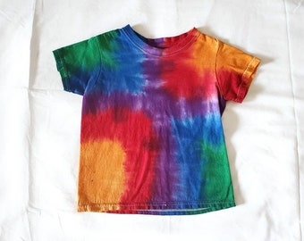 Kleinkind klein: Regenbogen Platz Kreuz Quadrant einzigartige Unisex handgemachte Baumwolle Krawatte Dye Tee