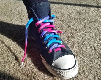 Bi Pride Flag Tie Dye Cotton Shoelaces | Choice of Length and Style