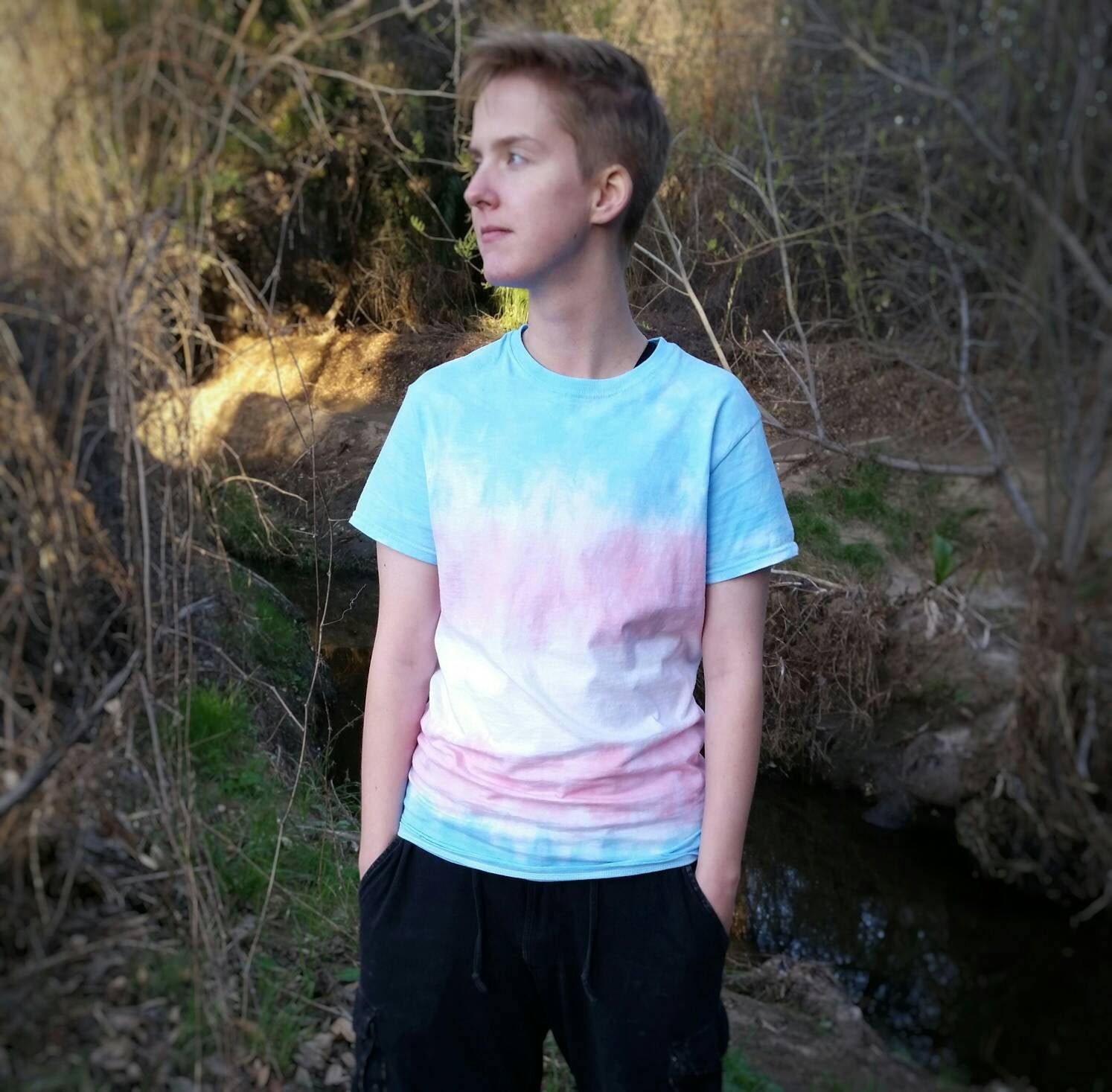 Trans Pride Flag Unisex Tie Dye T Shirt | Customizable Pattern | Size…