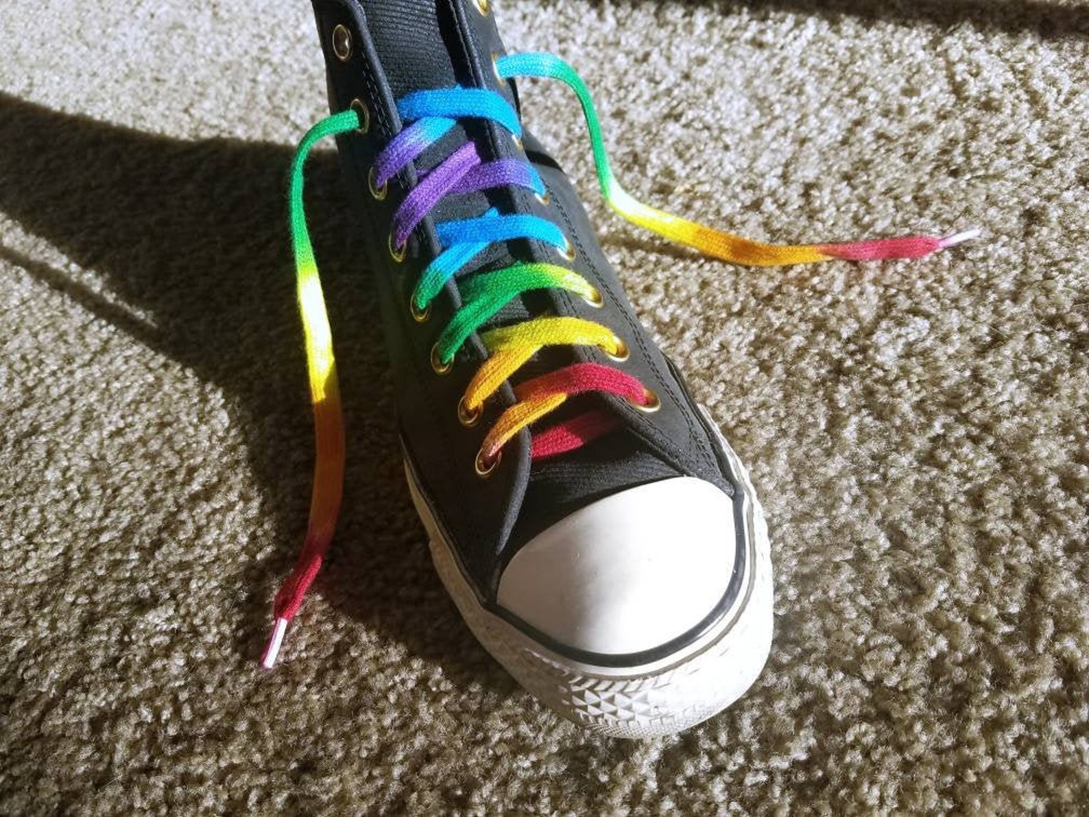 Rainbow Gay Pride Flag Tie Dye Cotton Shoelaces | Choice of Length and ...