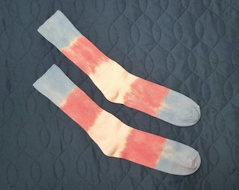 Trans Pride Flag Tie Dye Unisex Adult Bamboo Knit Socks | Transgender Pride, Handmade, Soft and Thick Fabric, Comfortable Calf Length