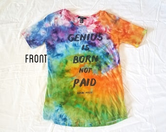 Oscar Wilde cita mano teñida súper suave unisex arco iris tie dye camisa / tamaño pequeño, hecho a mano