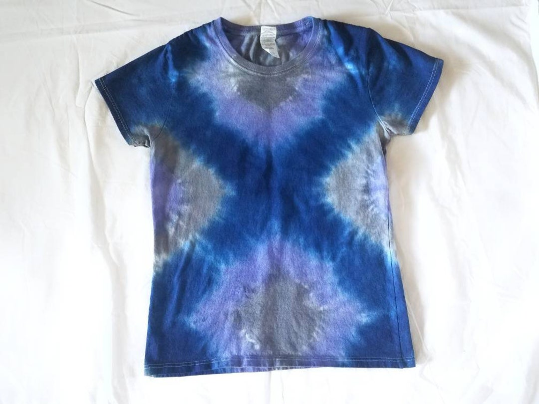 Fitted Medium: X Pattern Blue Purple Gray Tie Dye Shirt Hand - Etsy Canada