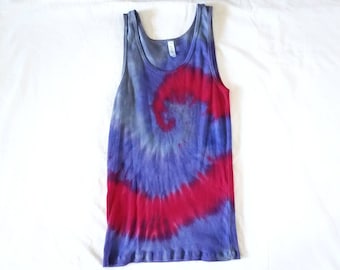 Ausgestattet 2XL weiche gerippte Baumwolle rosa lila grau Spirale Hand gefärbt Tie Dye Tank Top | Hippie Boho Festival Sommer