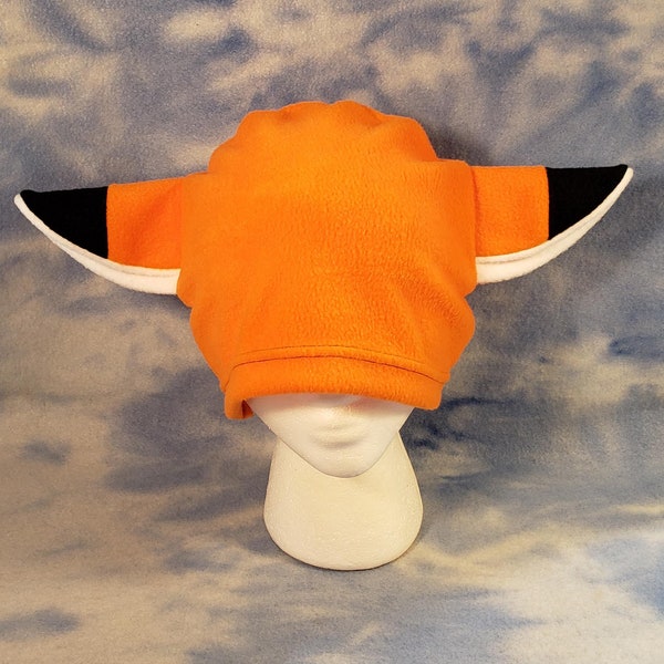 Orange Fox Hat Ears Fleece Cat Kitty Wolf Raver Cute Plain Fur