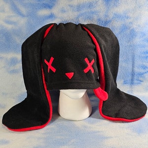 Red Zombie Bunny Hat Rabbit X Dead Tongue Ears Beanie