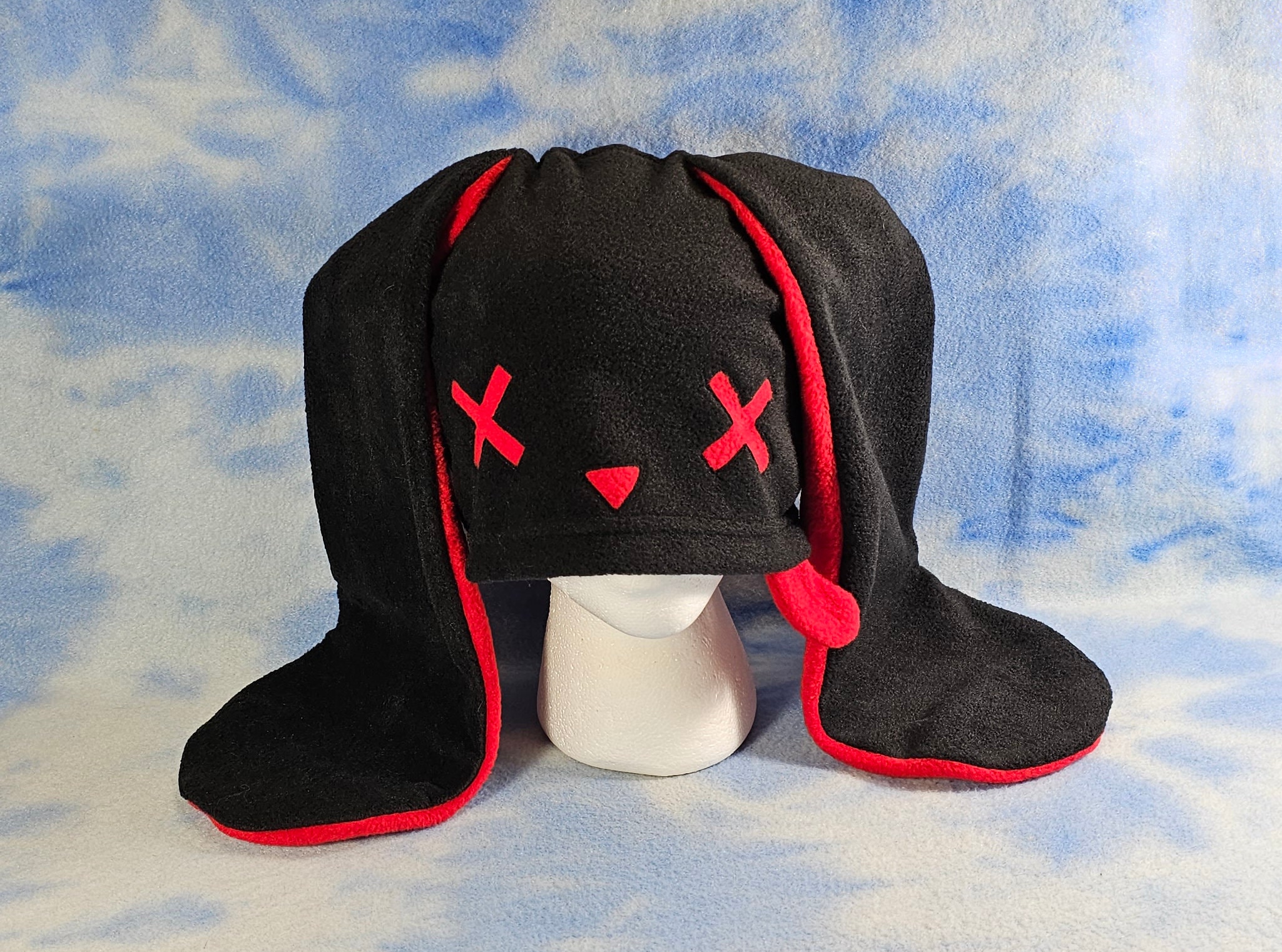 Red Zombie Bunny Hat Rabbit X Dead Tongue Ears Beanie - Etsy