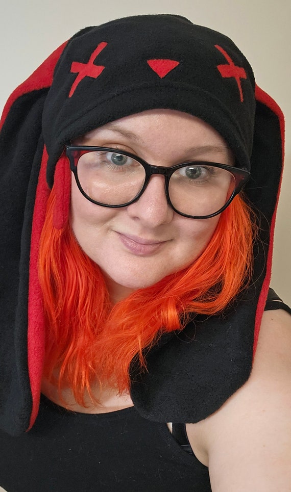 Red Zombie Bunny Hat Rabbit X Dead Tongue Ears Beanie - Etsy