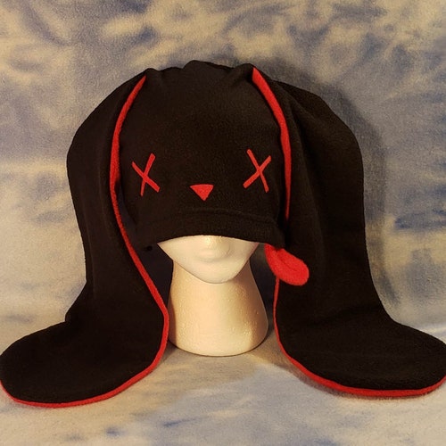 Red Zombie Bunny Hat Rabbit X Dead Tongue Ears Beanie