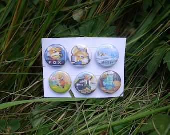 Super Smash Bros Melee Fox Buttons - 6 Piece Pinback Set