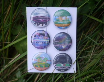 Super Smash Bros Melee Stage Buttons - 6 Piece Pinback Set