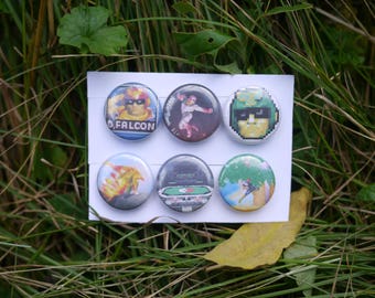 Captain Falcon Super Smash Bros. Melee Buttons - 6 Piece Set