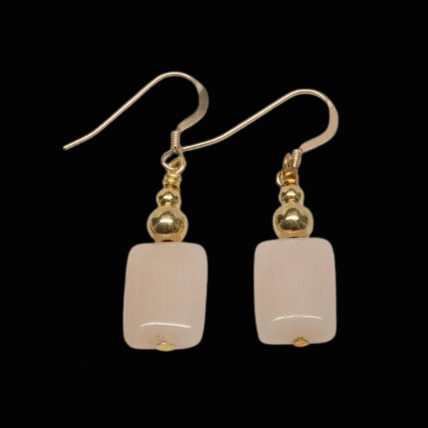 Peach Jade Earrings - Pink Jade Earrings - Reiki Infused